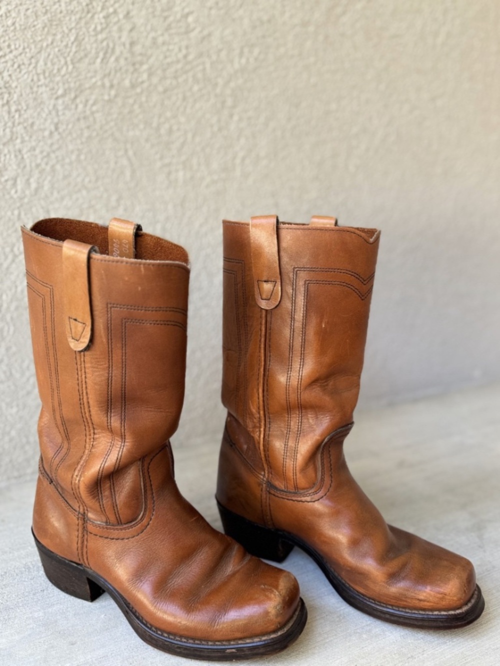 Vintage Ranchwear Biker Shoe Western Country Square Toe Cowboy Boot Size Mens 7